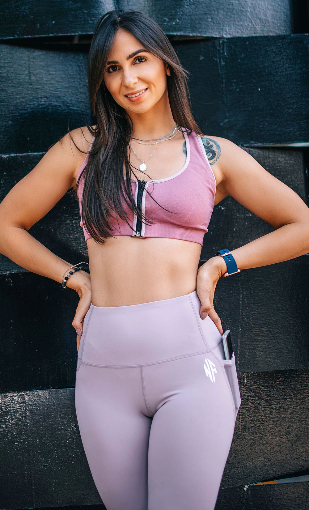 CROSSOVER LEGGINGS WITH POCKETS - LILAC